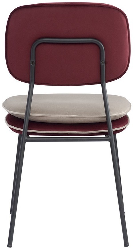 Стул с контрастным кантом pea, велюр, бордовый/бежевый (77291)