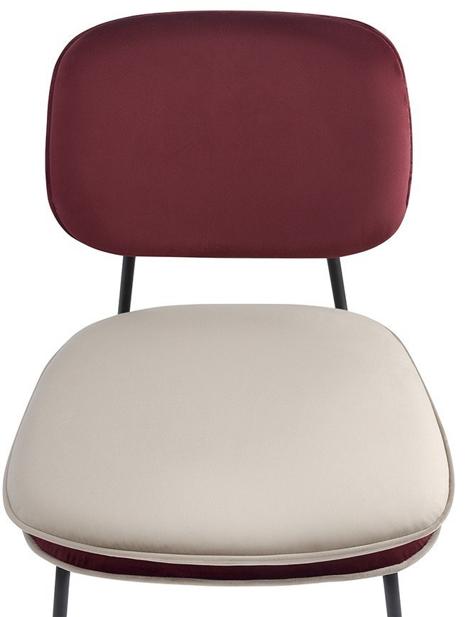 Стул с контрастным кантом pea, велюр, бордовый/бежевый (77291)