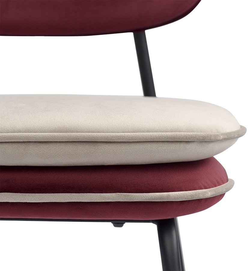 Стул с контрастным кантом pea, велюр, бордовый/бежевый (77291)