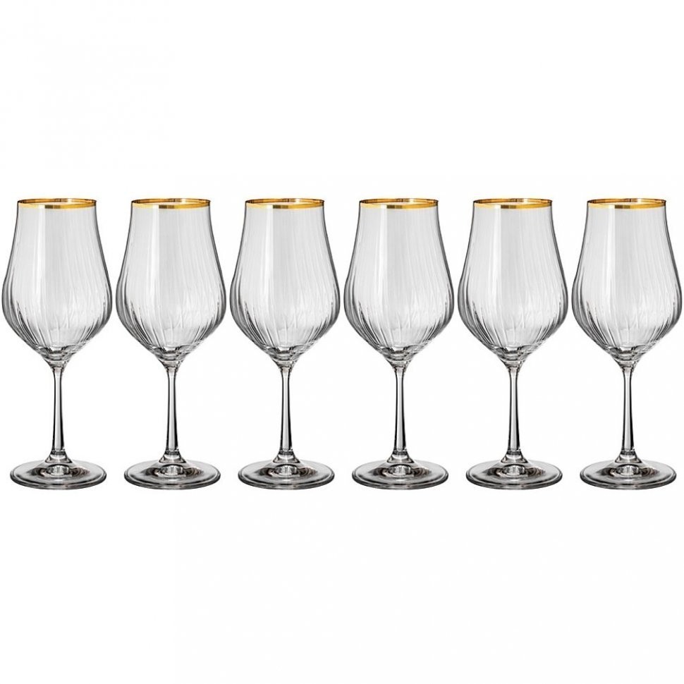 Набор бокалов для вина из 6 штук "golden celebration" 450мл Bohemia Crystal (674-804)