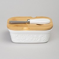 Масленка lefard &quot;flowers story&quot; с дер. крышкой, ножом для масла 15*11*6 см 330 мл (474-256)