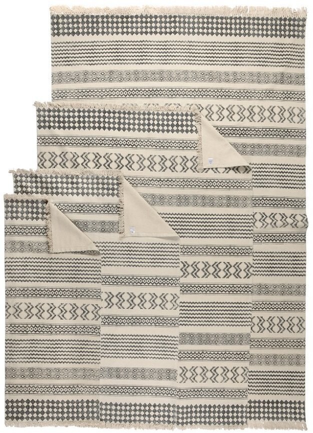 Ковер из хлопка с контрастным орнаментом и бахромой из коллекции ethnic, 160х230 см (69439)