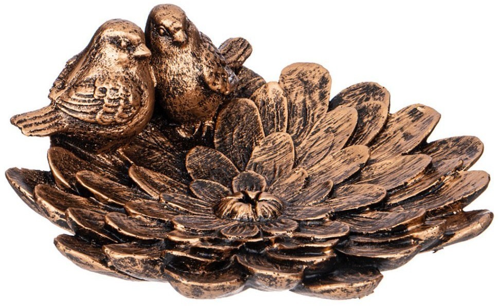 Подставка для мелочей "птички две на цветке" н-8см,l-20см цвет: бронза Lefard (169-907)