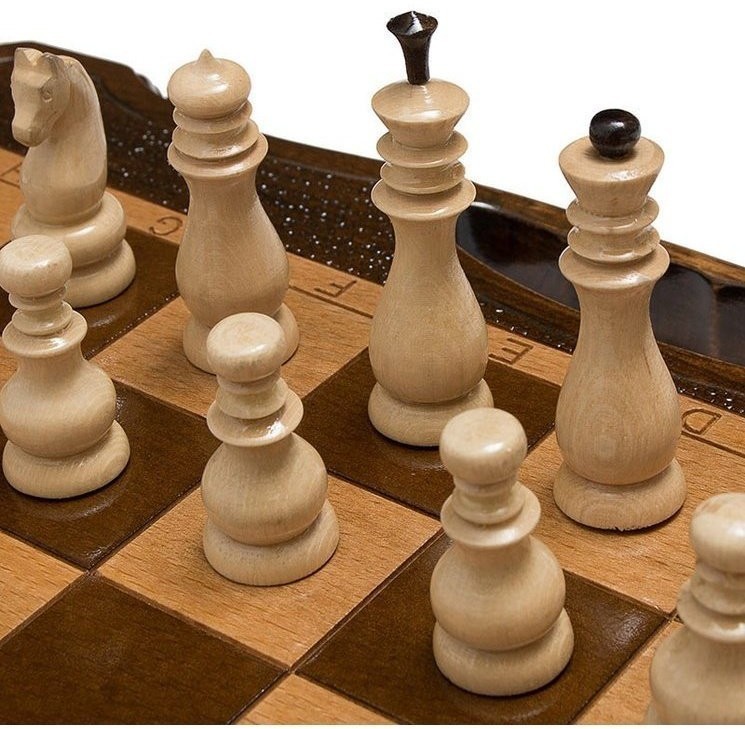 Шахматы + нарды резные 50 с ручкой, Haleyan (28452)