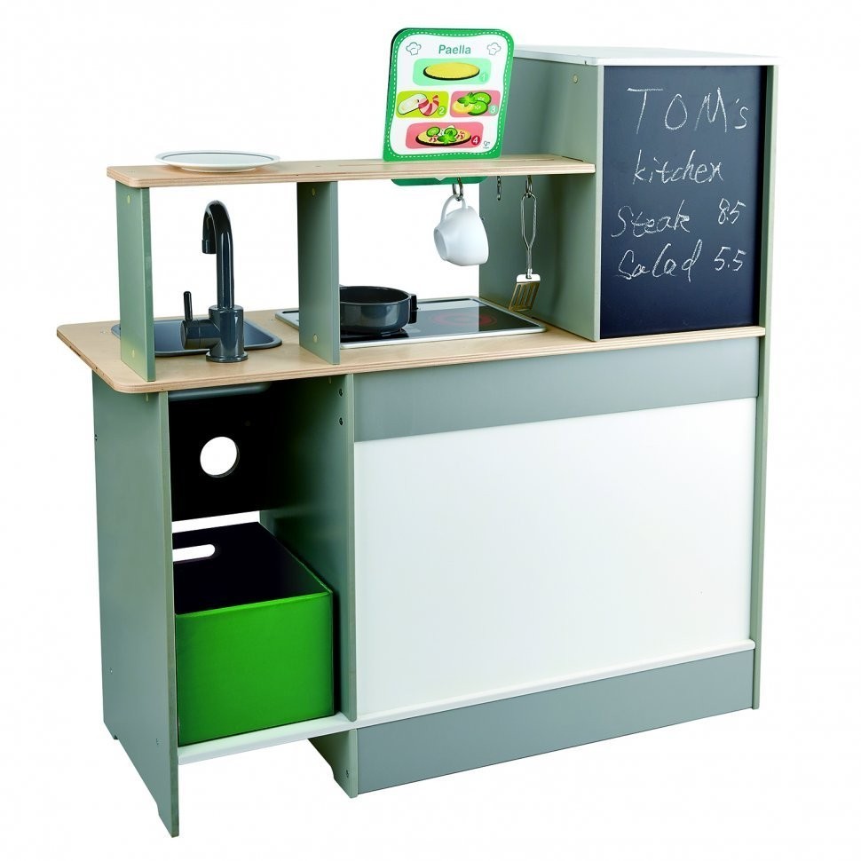 Детская деревянная кухня с аксессуарами "Делюкс Макси", свет, звук, воздушная фритюрница (E3178_HP)