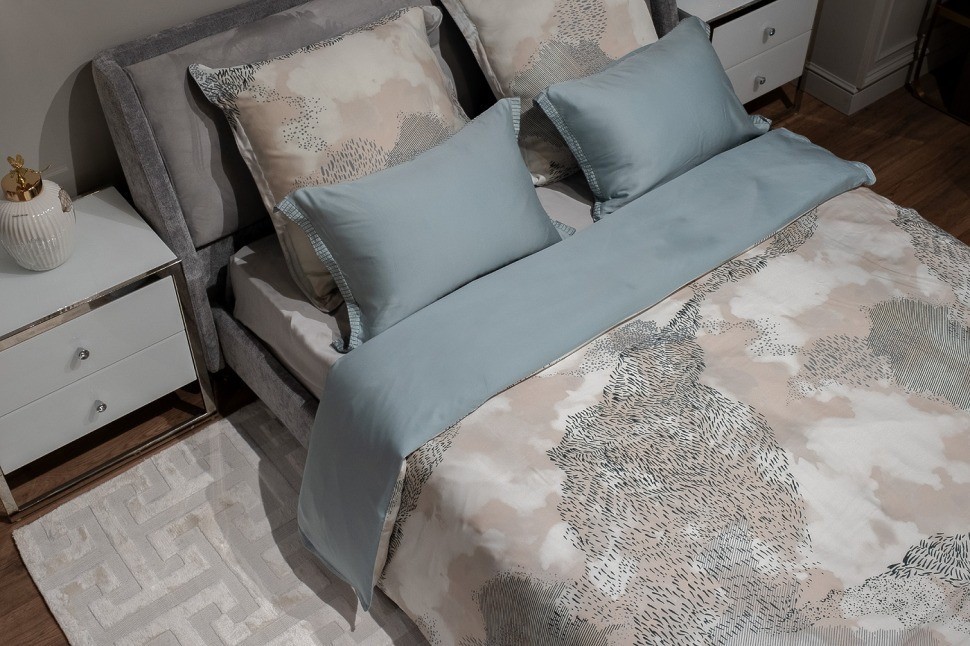 Пододеяльник Нувола принт тенсель бирюзовый 145*210 (TT-00011350)