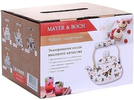 Чайник Эмаль 2,5л с/кр Бабочки Mayer&Boch (30656)