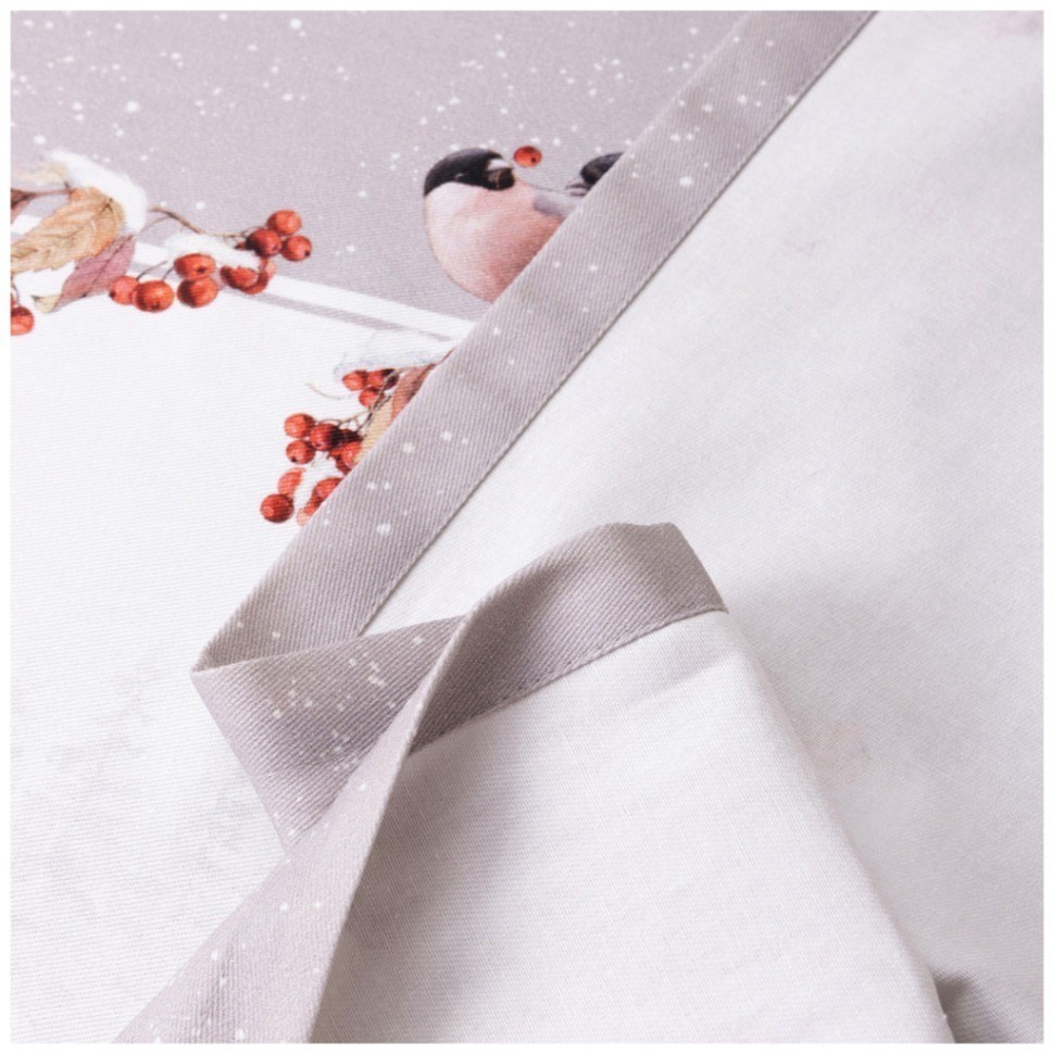 Скатерть"лесная сказка .снегири" 160х220см серый,100%хлопок, твил с пропиткой Lefard (850-744-21)