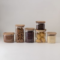 Банка для хранения квадратная glass acacia, 1,1 л (79979)