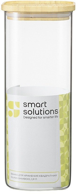 Банка для хранения квадратная glass bamboo, 1,9 л (77500)