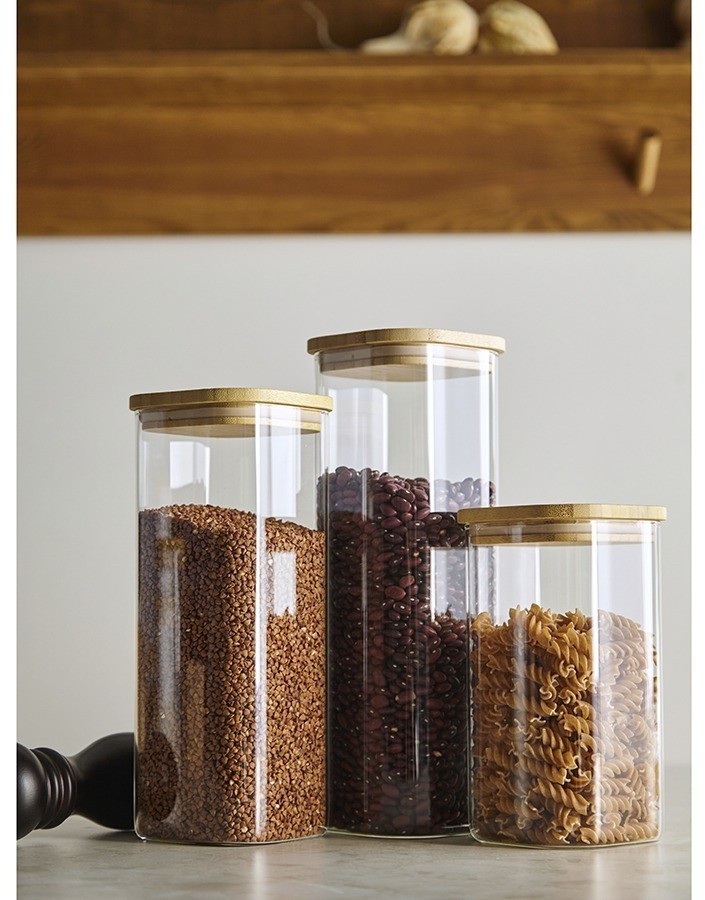 Банка для хранения квадратная glass bamboo, 1,9 л (77500)
