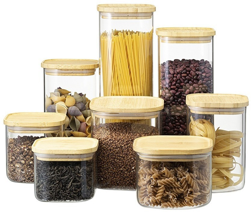 Банка для хранения квадратная glass bamboo, 1,9 л (77500)