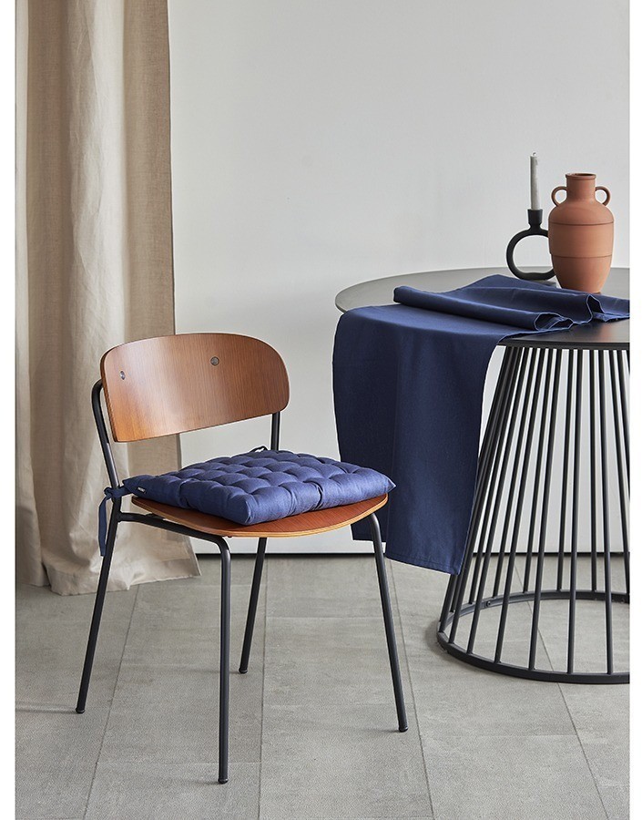 Подушка на стул из хлопка темно-синего цвета из коллекции essential, 35х35 см (77450)