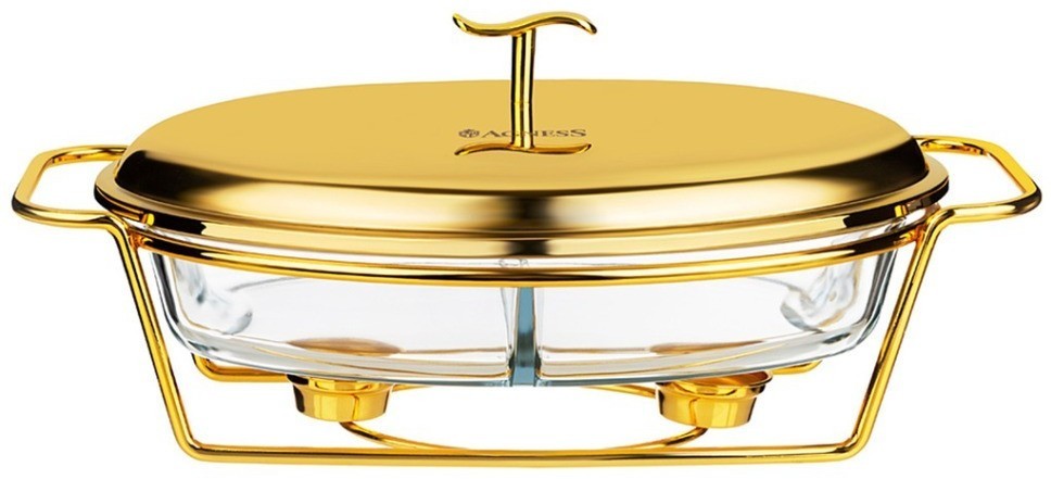 Мармит agness  овальный 2 отсека gold 2,6l (781-513)