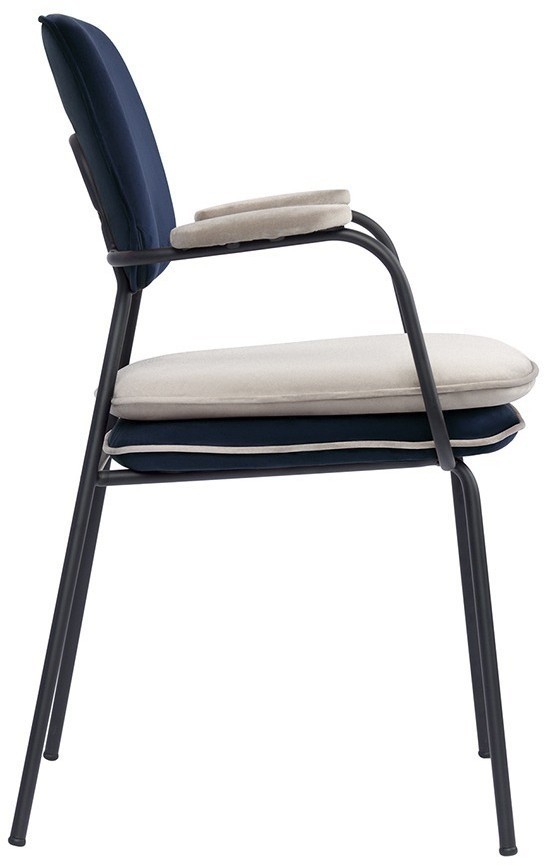 Стул с подлокотниками и контрастным кантом pea, велюр, темно-синий/бежевый (77106)