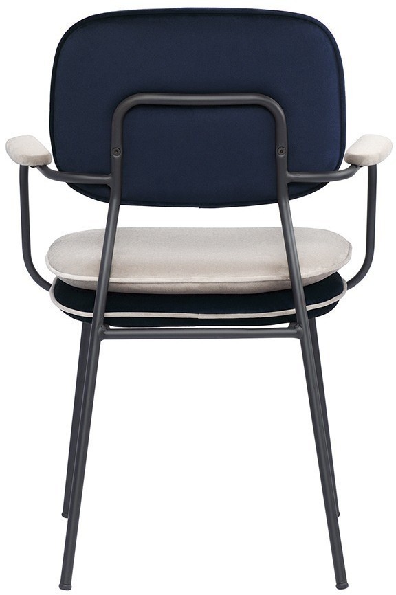 Стул с подлокотниками и контрастным кантом pea, велюр, темно-синий/бежевый (77106)