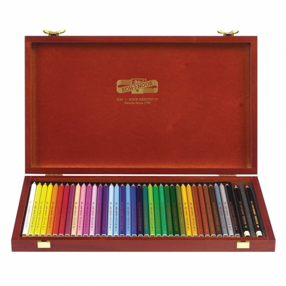 Карандаши цветные KOH-I-NOOR "Polycolor" 36 цв грифель 3,8 мм заточ. дерев. ящик 181139 (89470)