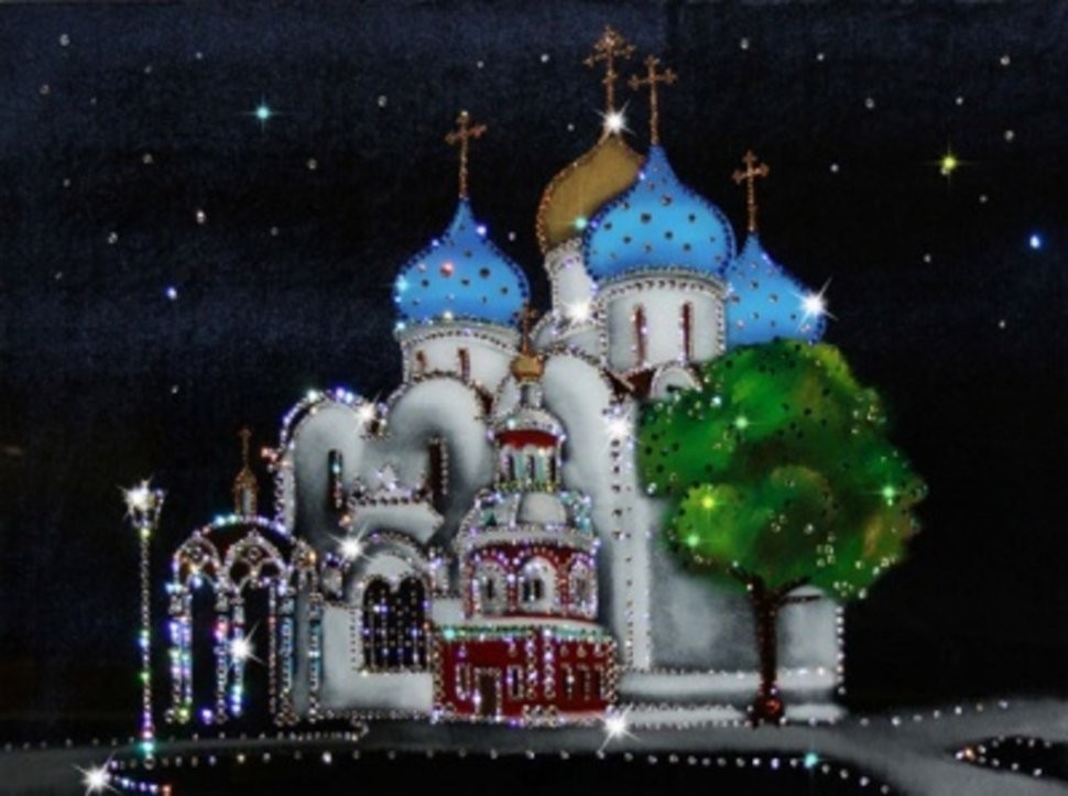 Картина Успенский собор Троице-Сергиевой лавры с кристаллами Swarovski (1299)