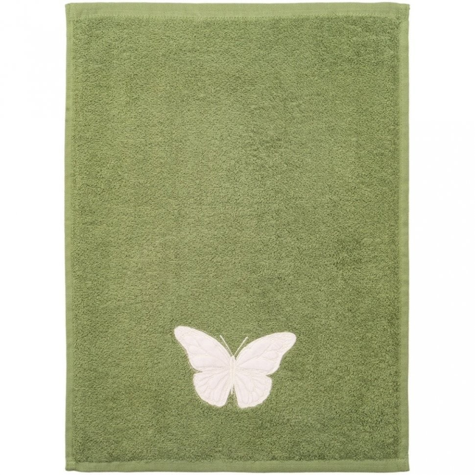 Набор полотенец из 2х шт "бархатница",50х30см,35х35см, махра,зелёный+беж,100% х\б SANTALINO (850-331-69)