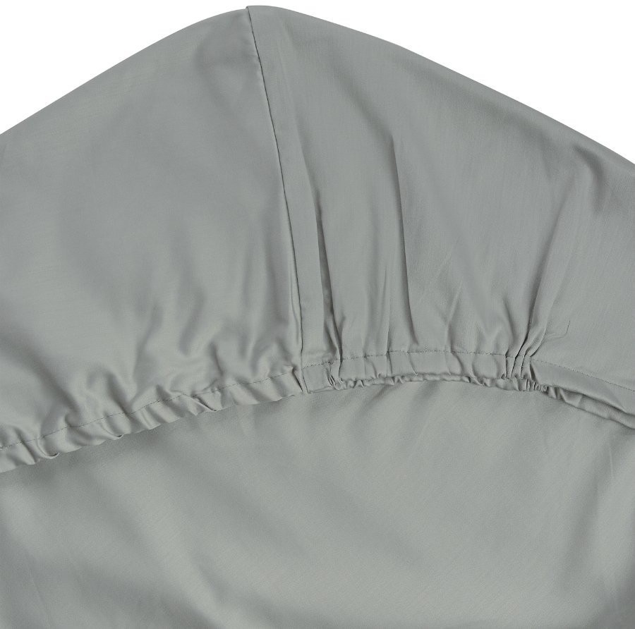 Простыня на резинке из сатина светло-серого цвета из коллекции essential, 180х200х30 см (66450)