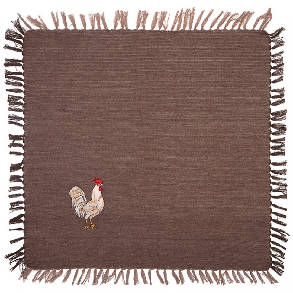Комплект салфеток 40х40см из 3-шт"куриная семейка" 100% х/б, вышивка, коричневый SANTALINO (850-533-44)
