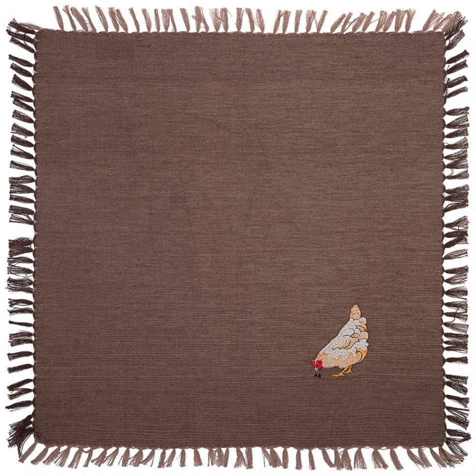 Комплект салфеток 40х40см из 3-шт"куриная семейка" 100% х/б, вышивка, коричневый SANTALINO (850-533-44)