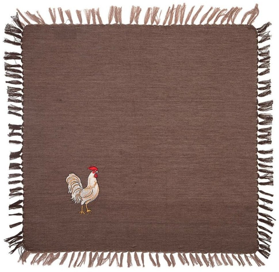 Комплект салфеток 40х40см из 3-шт"куриная семейка" 100% х/б, вышивка, коричневый SANTALINO (850-533-44)