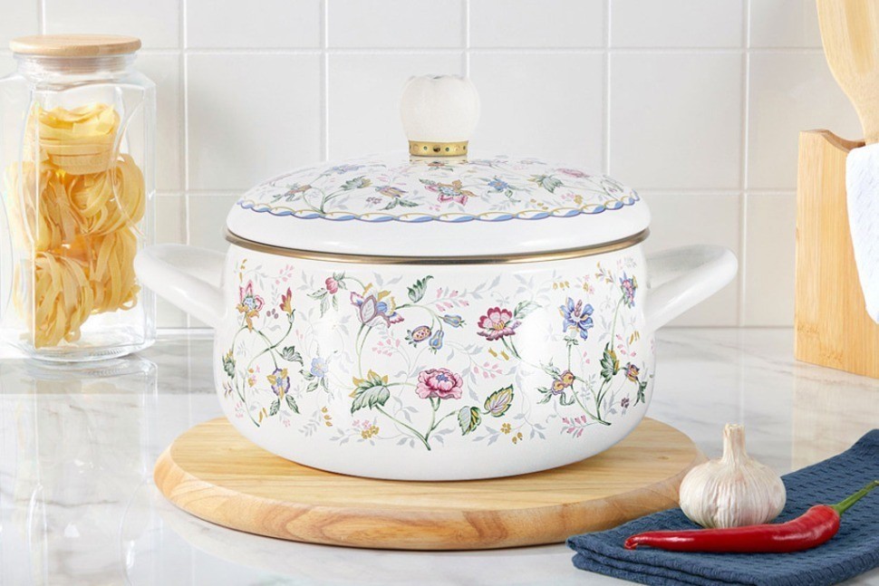 Кастрюля эмалированная Букингем, 20 см, 2,6 л - EJ-BK-20W Ejiry