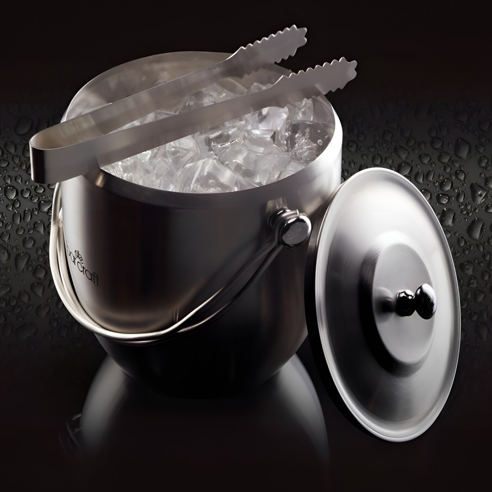Ведерко для льда с крышкой и щипцами BarCraft из нерж/стали KCBCICEBUC