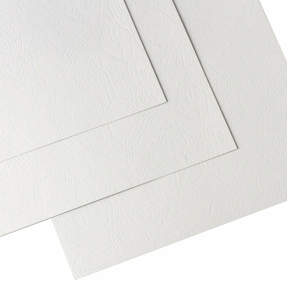Обложки картонные для переплета А3 к-т 100 штук тисн. под кожу 230 г/м2 бел Brauberg 530945 (89987)
