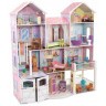 Деревянный кукольный домик "Загородная усадьба", с мебелью 31 предмет в наборе и с гаражом, для кукол 30 см (65242_KE)