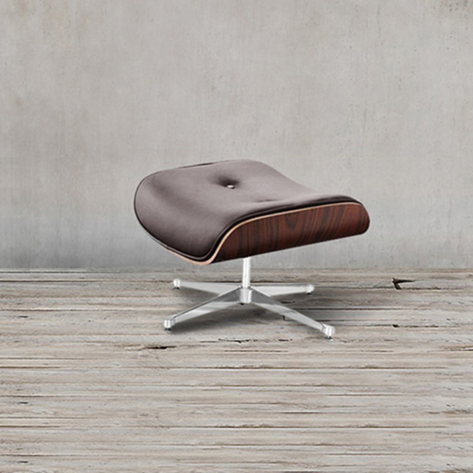 Пуф Eames Lounge EC-015/A5351walnut, металл, натуральная кожа, дерево, walnut/brown, ROOMERS FURNITURE