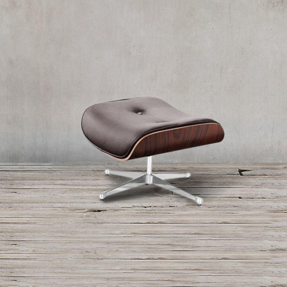 Пуф Eames Lounge EC-015/A5351walnut, металл, натуральная кожа, дерево, walnut/brown, ROOMERS FURNITURE