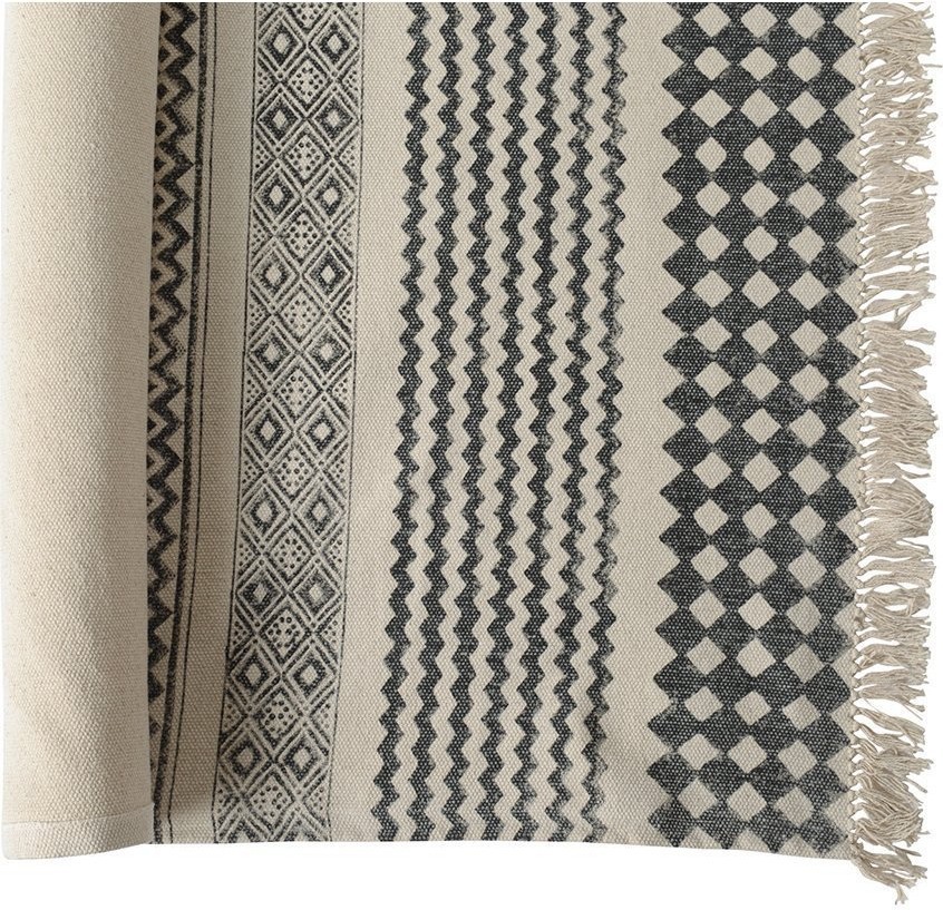 Ковер из хлопка с контрастным орнаментом и бахромой из коллекции ethnic, 70х160 см (69437)