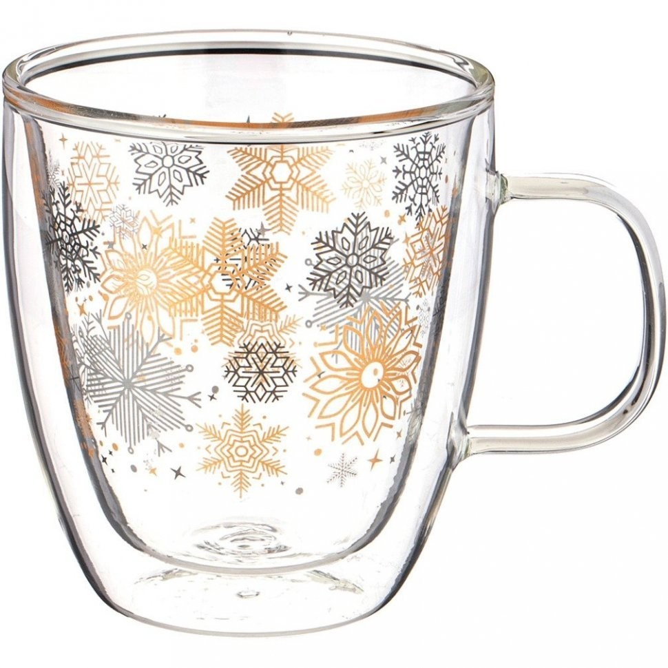 Кружка с двойными стенками "снежинки" 400 мл Lefard (172-130)