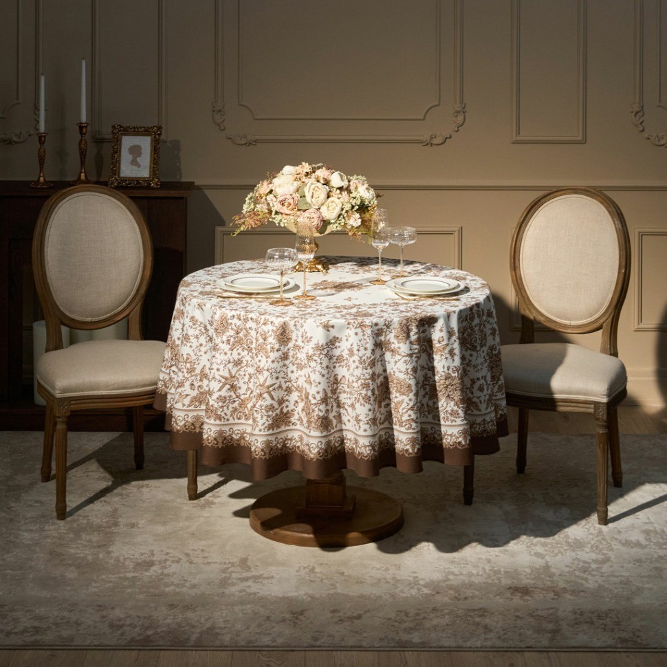 Скатерть круглая " royal garden" 190 см,белый ,100% хлопок ,твил с пропиткой Lefard (850-754-23)