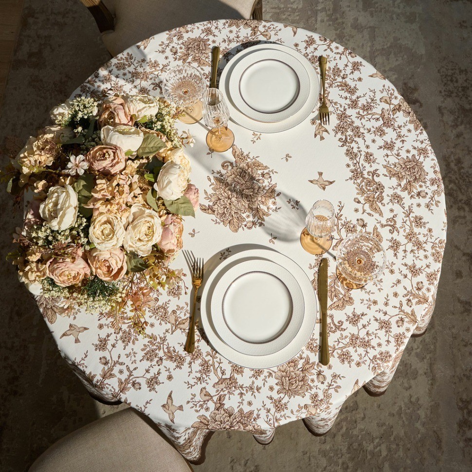 Скатерть круглая " royal garden" 190 см,белый ,100% хлопок ,твил с пропиткой Lefard (850-754-23)