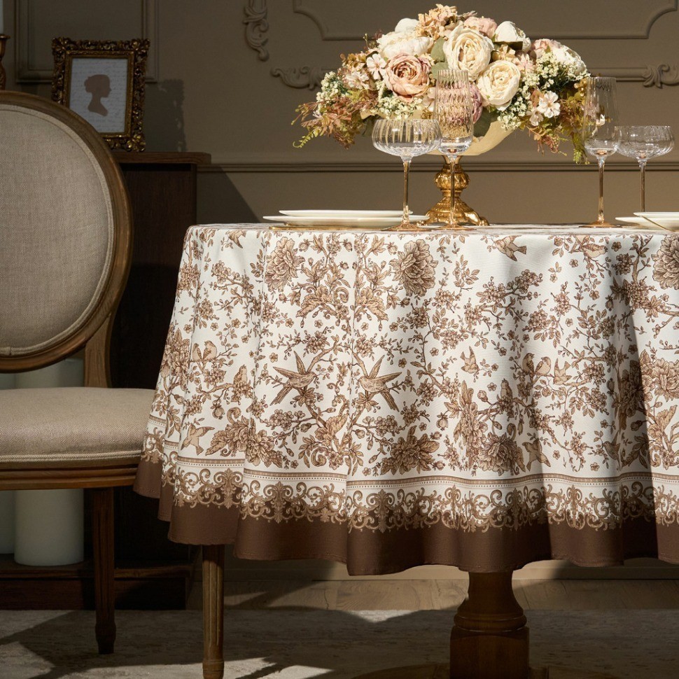 Скатерть круглая " royal garden" 190 см,белый ,100% хлопок ,твил с пропиткой Lefard (850-754-23)