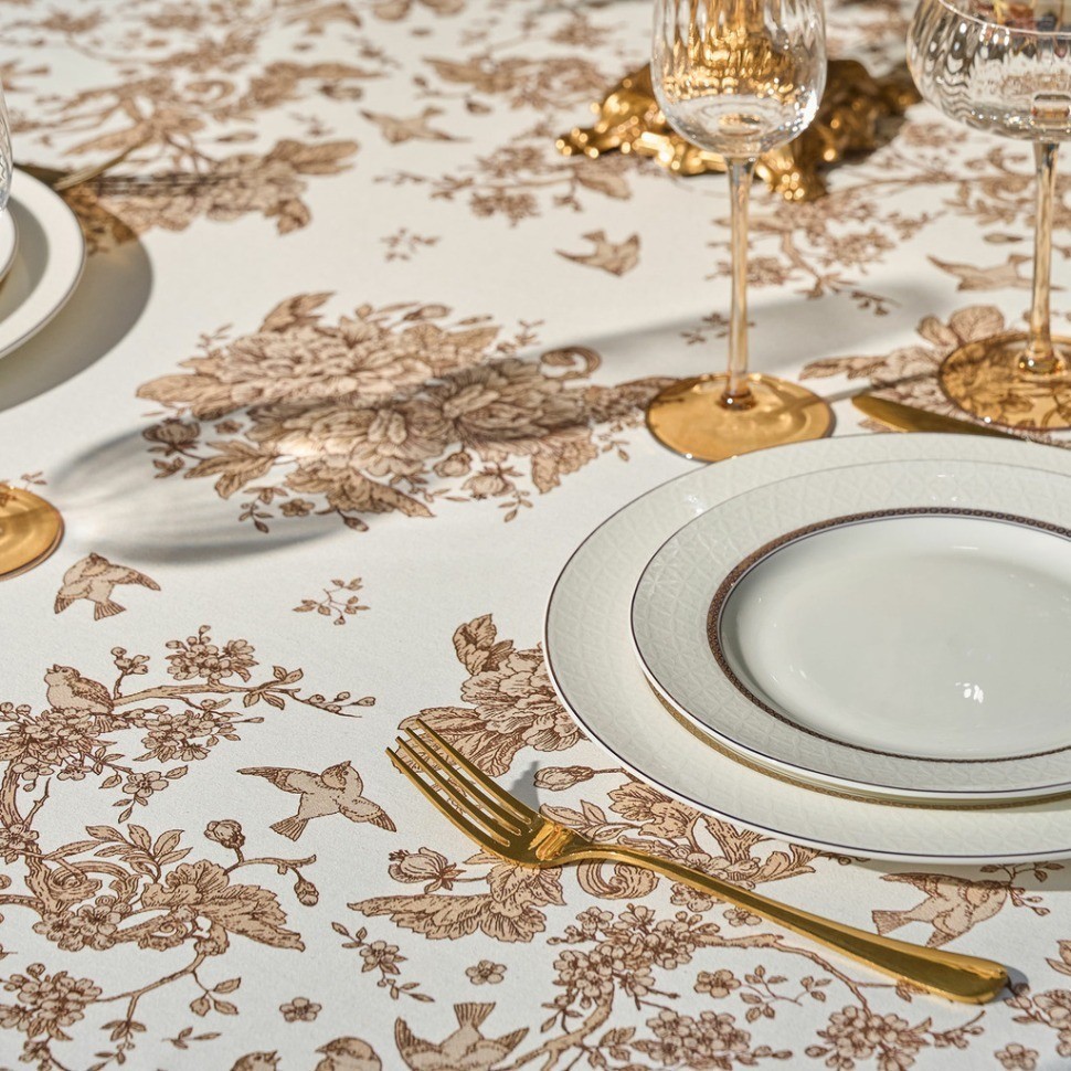 Скатерть круглая " royal garden" 190 см,белый ,100% хлопок ,твил с пропиткой Lefard (850-754-23)