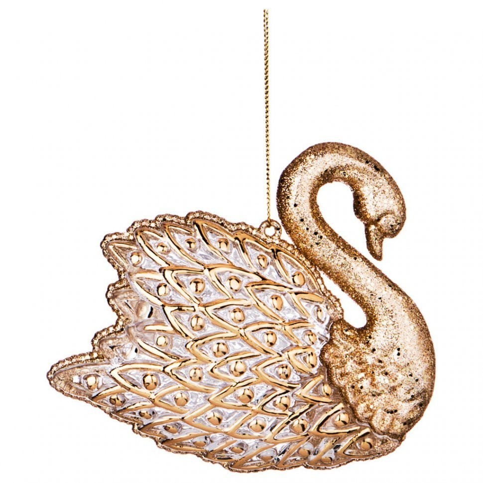 Декоративное изделие "лебедь" 12*4 см высота=10 см цвет:  золото с глиттером без упаковки (мал=12шт. Lefard (865-433)