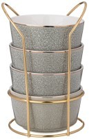 Набор салатников на металл. подставке lefard &quot;grain&quot; 4 шт. 350 мл 11,5*6,5 см мятный (42-527)