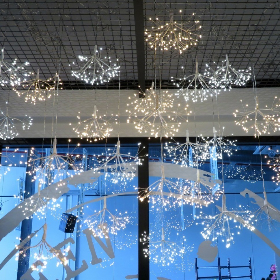 Подвеска одуванчик теплый белый свет с режимом мигания ø 40 см ( 160 ламп) серебро (84894)