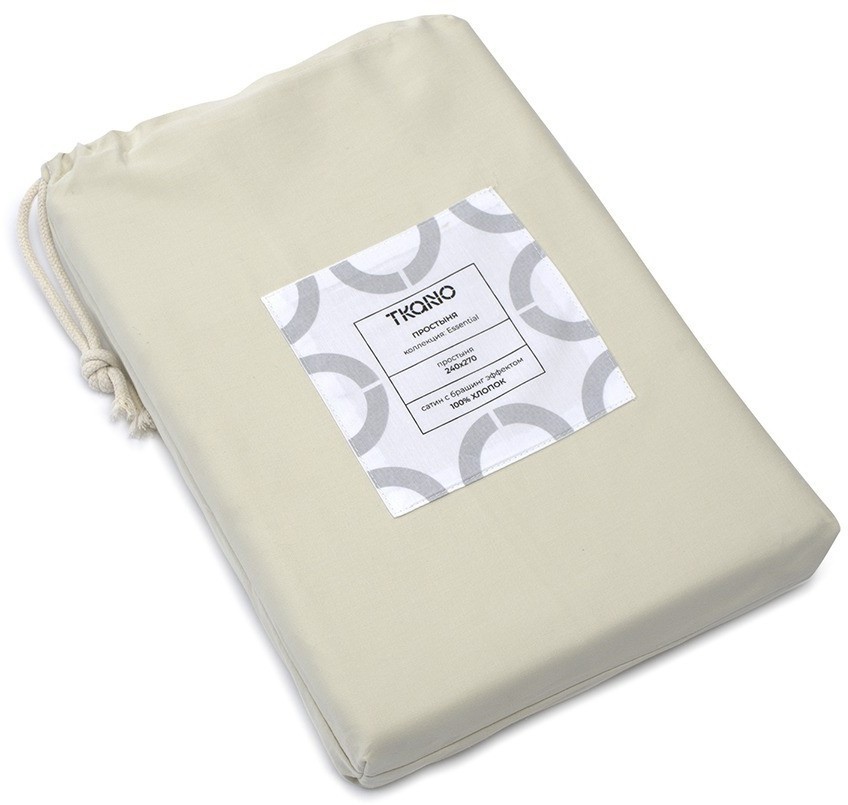 Простыня из сатина серо-бежевого цвета с брашинг-эффектом из коллекции essential, 240х270 см (76100)