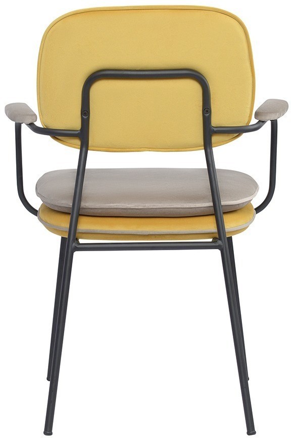 Стул с подлокотниками и контрастным кантом pea, велюр, желтый/бежевый (77104)