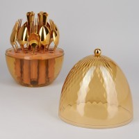 Набор столовых приборов на вращающейся подставке, 24пр., сталь 18/10, пвд покрытие Agness (922-023)