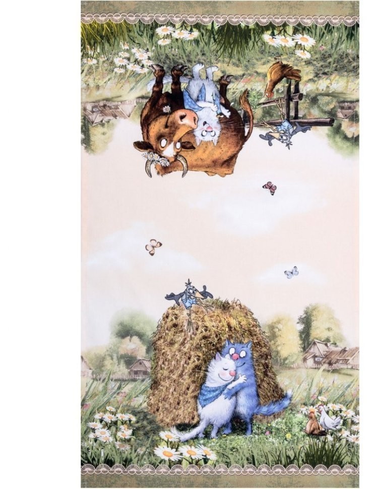 Полотенце "синие коты. про любовь ",40х70см, 100% хлопок,твил, беж SANTALINO (850-720-6)