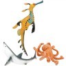 Фигурки игрушки серии "Мир морских животных": Акула, касатка, осьминог, рыба-клоун, морской леопард, морской дракон (набор из 6 фигурок животных) (ММ203-022)