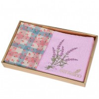 Набор полотенец из 2-х шт &quot;лаванда&quot;,50х30см, махра роз+рогожка  роз. 100% хлопок SANTALINO (850-453-87)