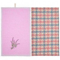 Набор полотенец из 2-х шт &quot;лаванда&quot;,50х30см, махра роз+рогожка  роз. 100% хлопок SANTALINO (850-453-87)