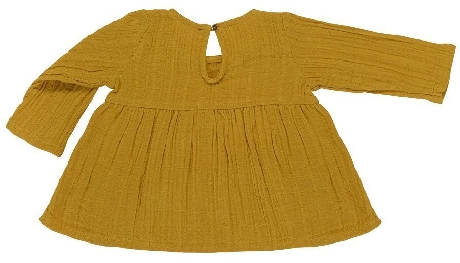 Платье с длинным рукавом из хлопкового муслина горчичного цвета из коллекции essential 3-4y (69605)